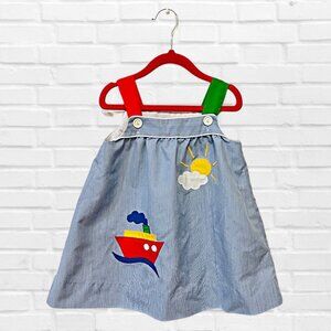 Fischel By Johnston Vintage Sleeveless Dress Sun & Ship 3D Patches Multicolor 3T